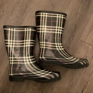 Plaid Rain Boots Size 10
